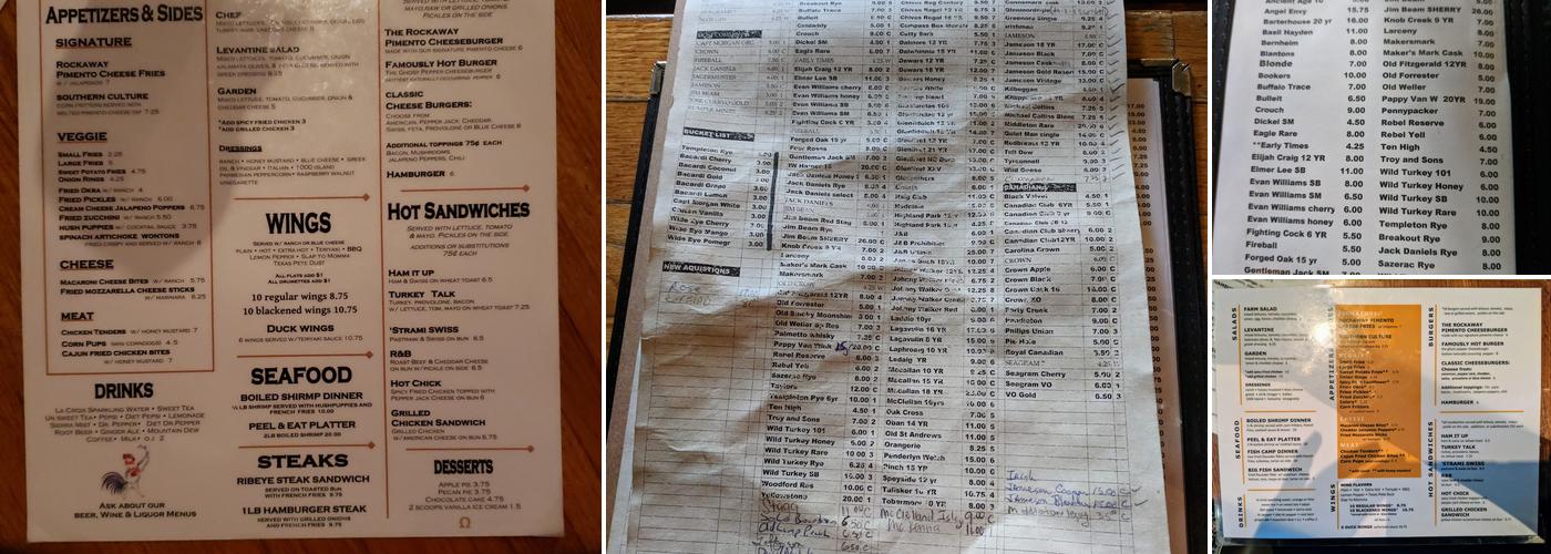 Rockaway Athletic Club Menu