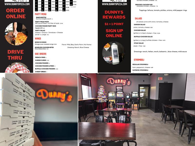Dunny's Pizza Menu
