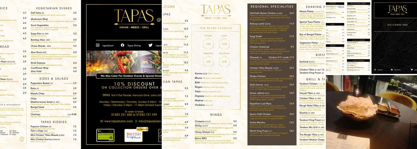 Tapas Indian Mezze Grill Menu