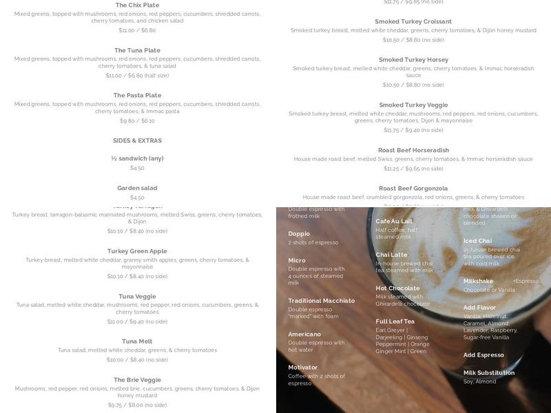 Immaculate Consumption Menu