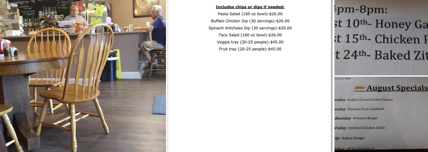 The Lion's Den Cafe Menu