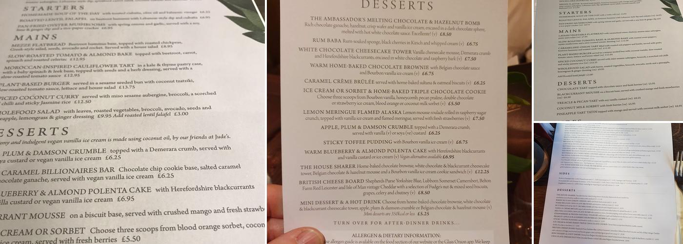 Kings Arms Bedford Menu