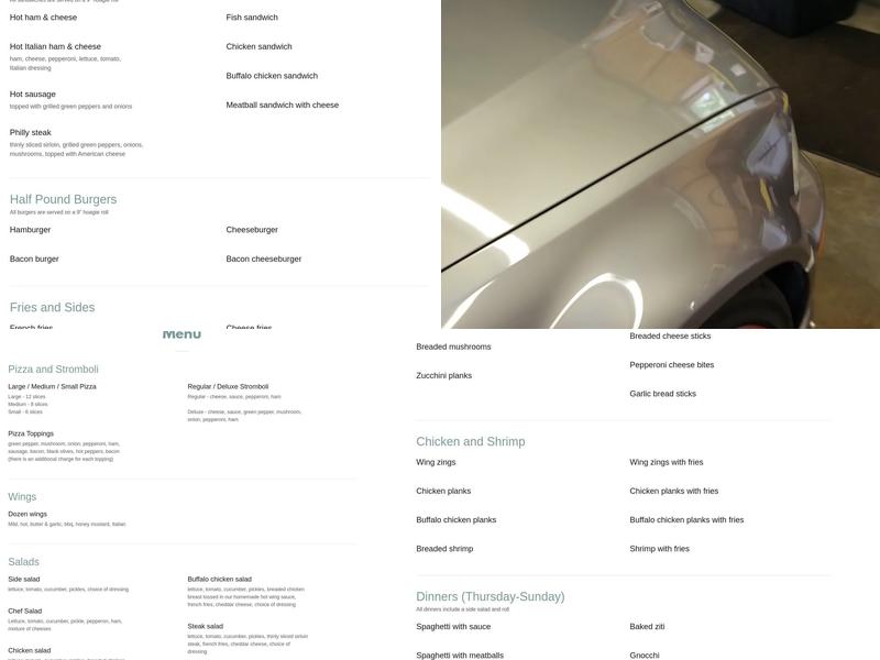 Starlight Hotel Menu