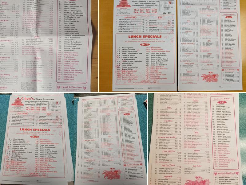 Chen's Chinese Restaurant Menu