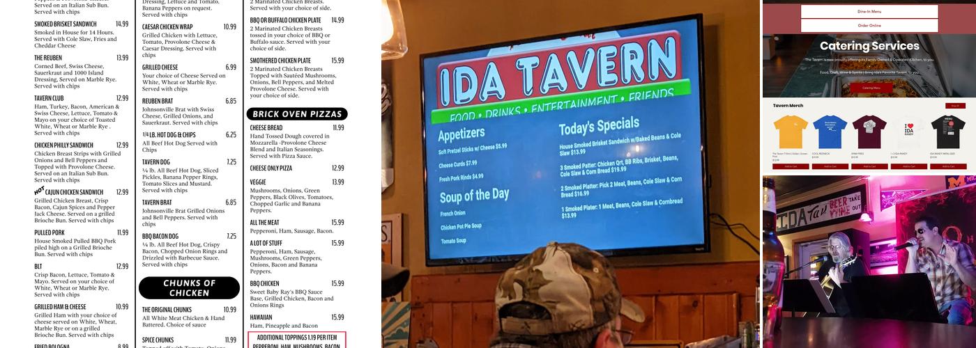The Original Ida Tavern Menu