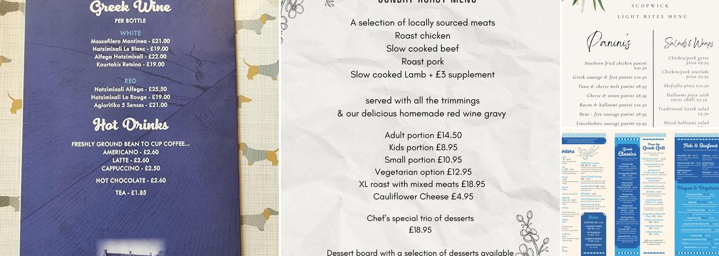 The Royal Oak Scopwick Menu