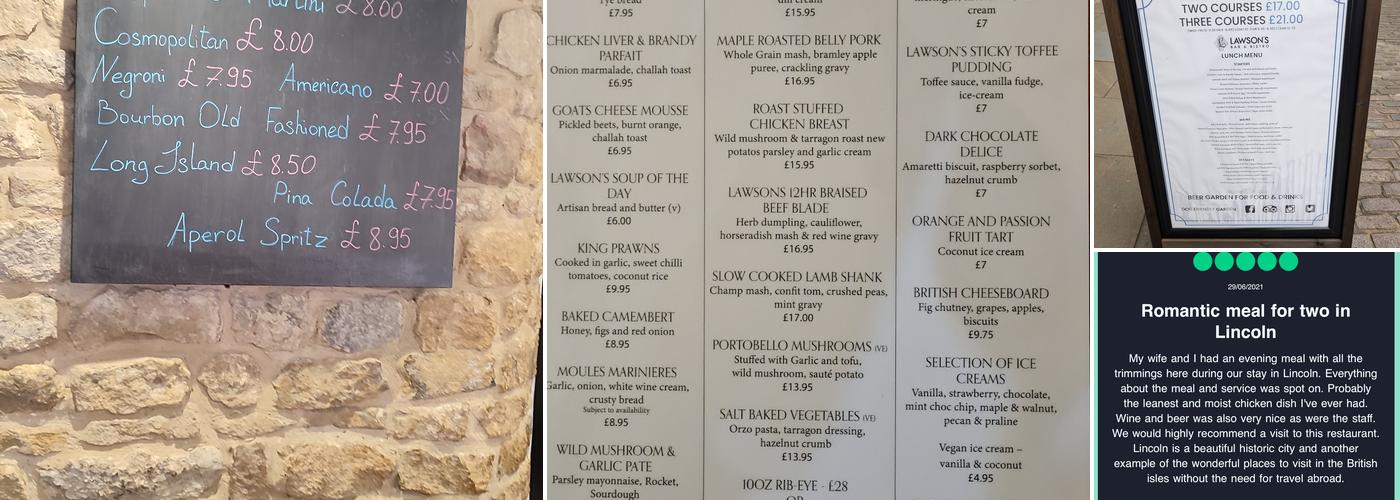 Lawson's Bar & Bistro Menu