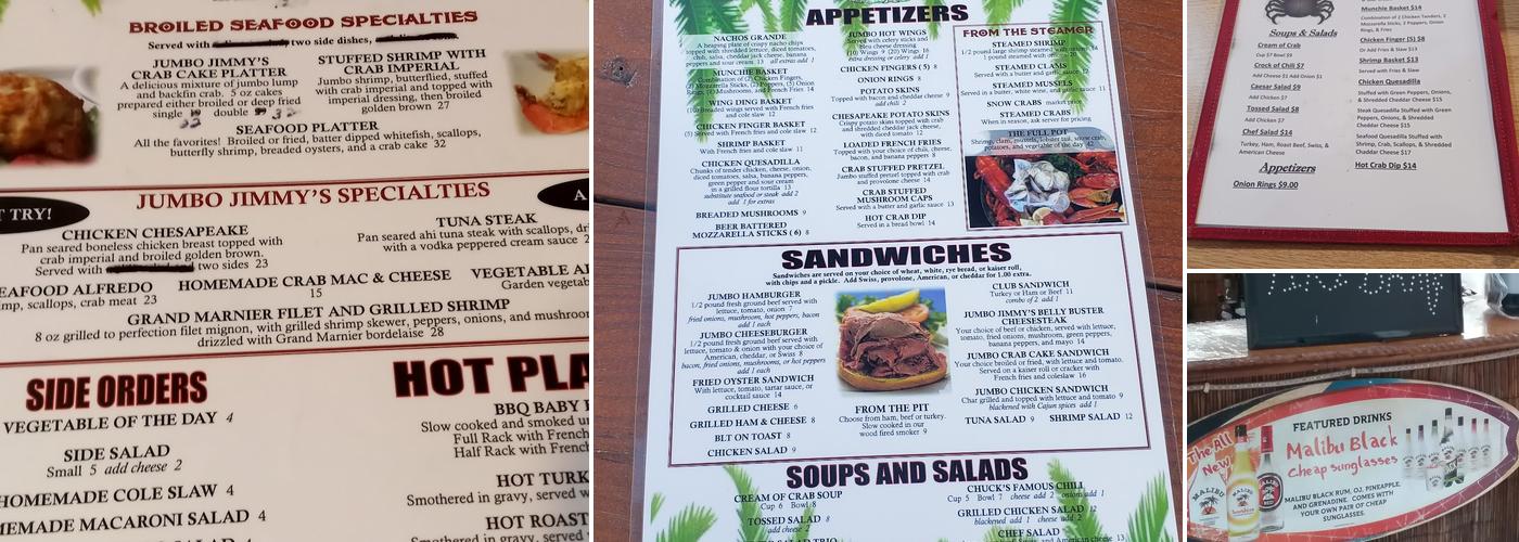 Jumbo Jimmy's Crab Shack Menu