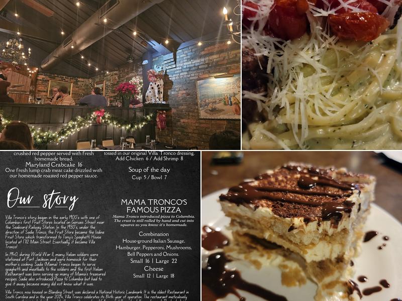 Villa Tronco Italian Restaurant Menu