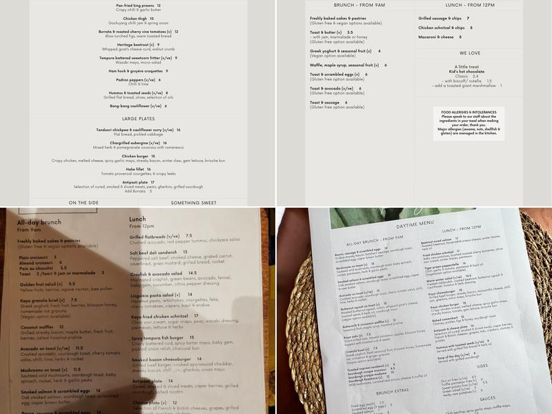 Kaya in the Park Menu