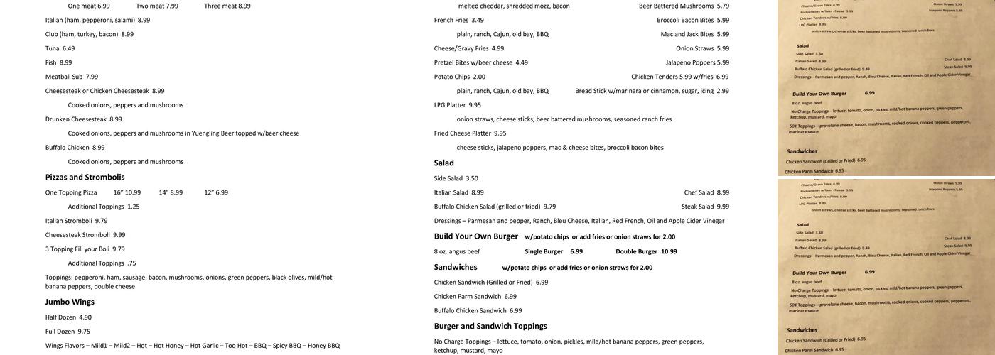 Loretto Pub & Grill Menu