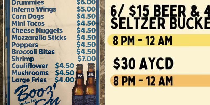 Booz'in Menu