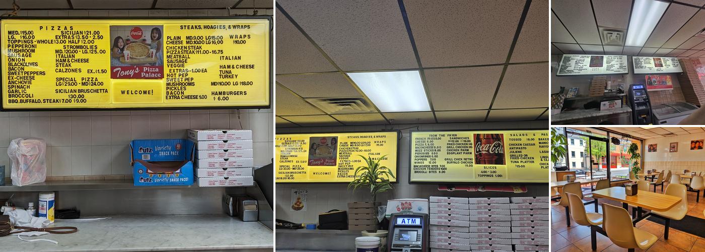 Tony's Pizza Palace Menu