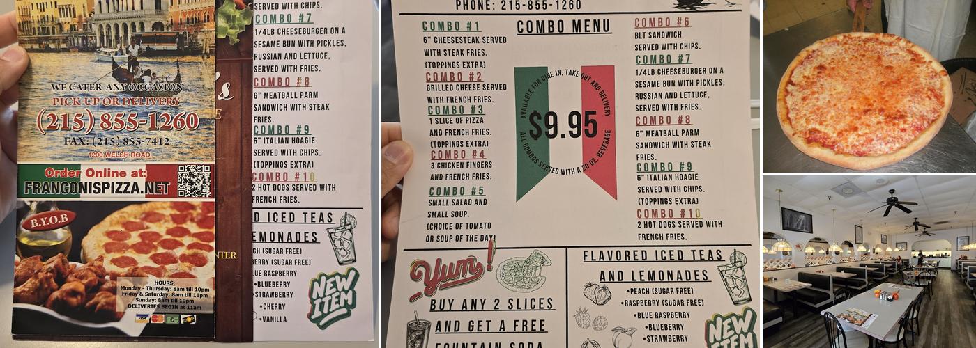 Franconis Pizza Menu
