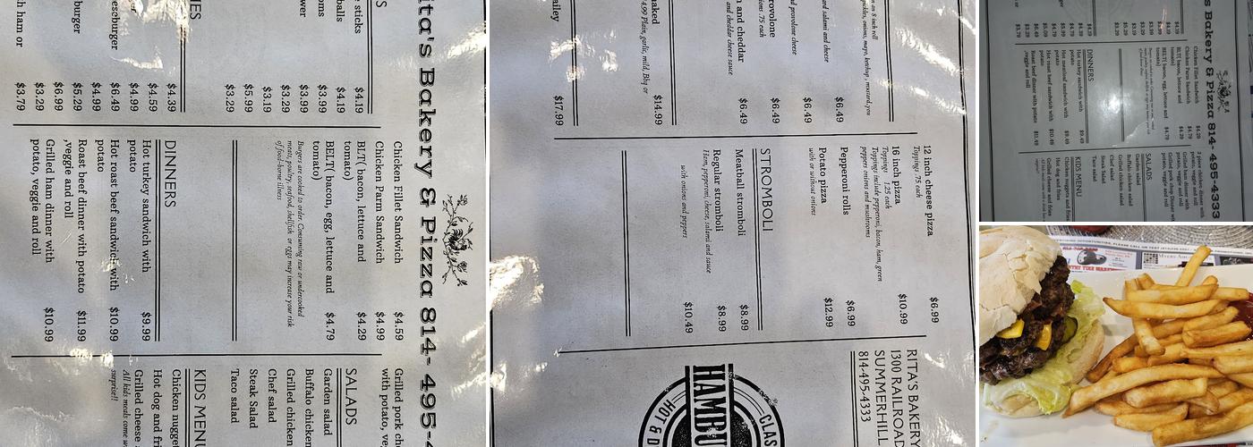Rita's Bakery & Pizza Menu