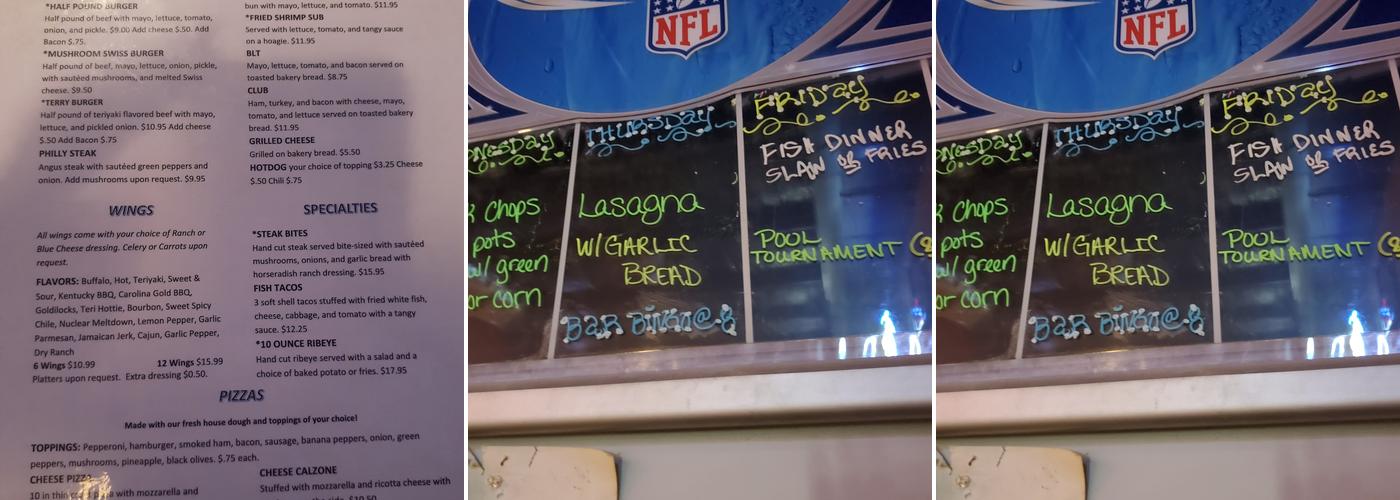 MB's Pub Menu
