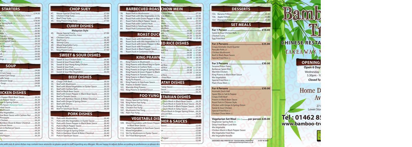 Bamboo Tree Menu
