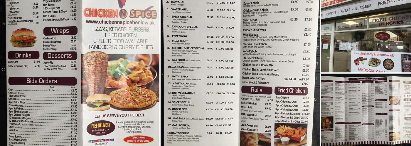 Chicken n Spice Henlow Menu
