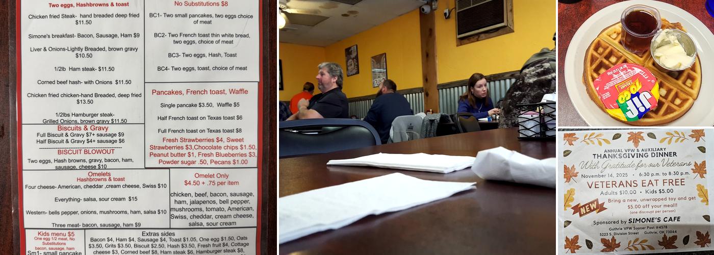 Simone's Cafe Menu