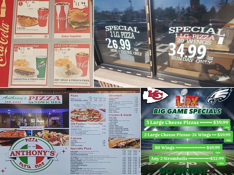 Anthony's Pizza Menu