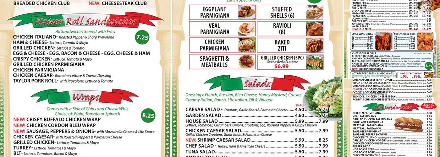Johnny's Pizzeria Menu