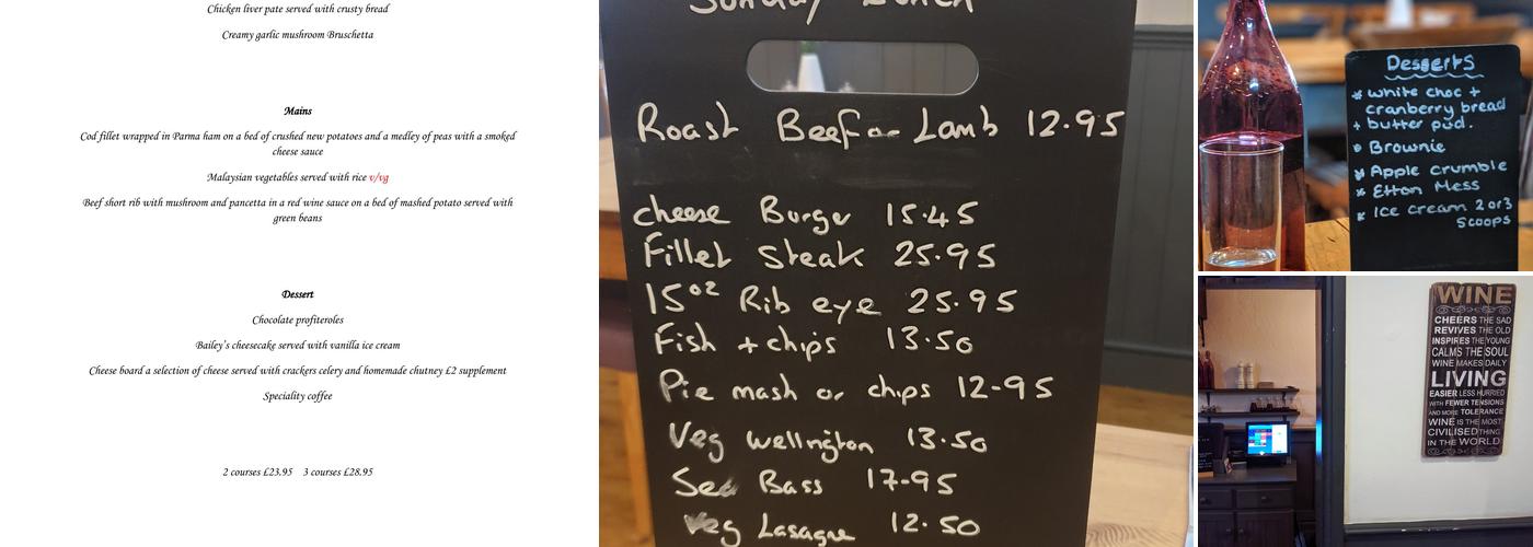 Golden Pheasant Menu