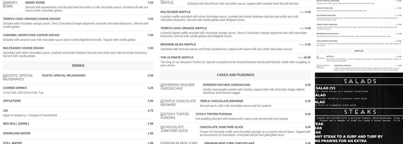 RUSTIC Spalding Menu