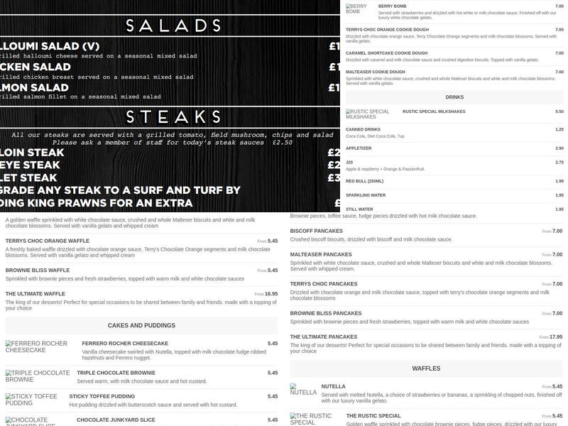 RUSTIC Spalding Menu