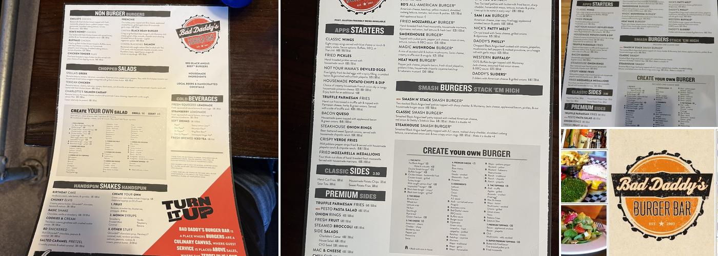 Bad Daddy's Burger Bar Menu