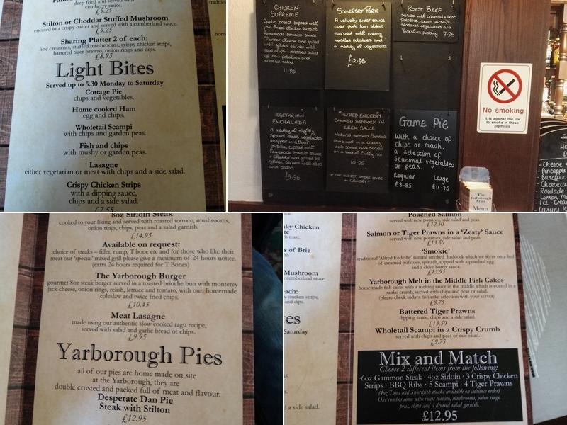 Yarborough Arms Menu