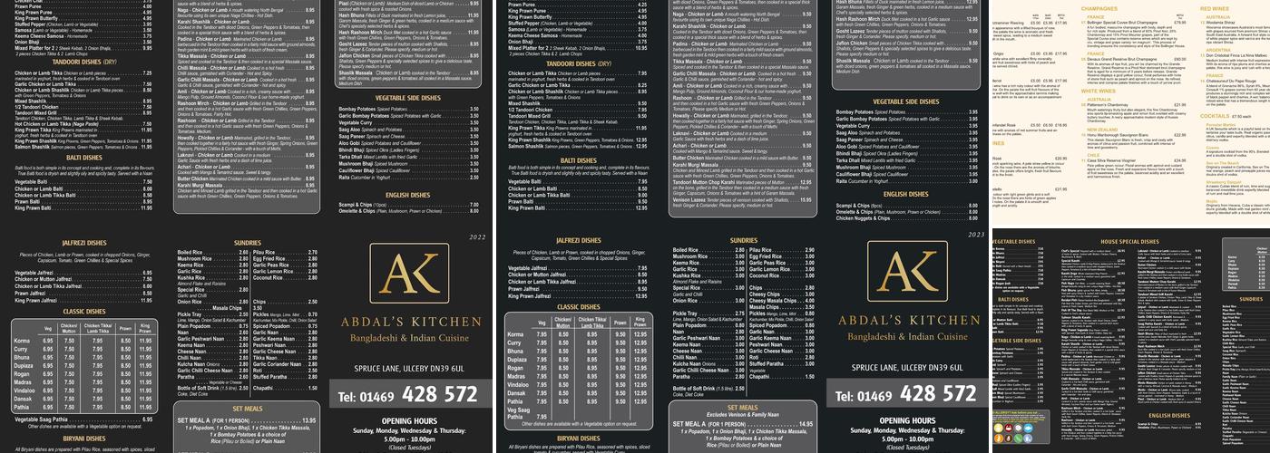 Abdal's Kitchen Menu