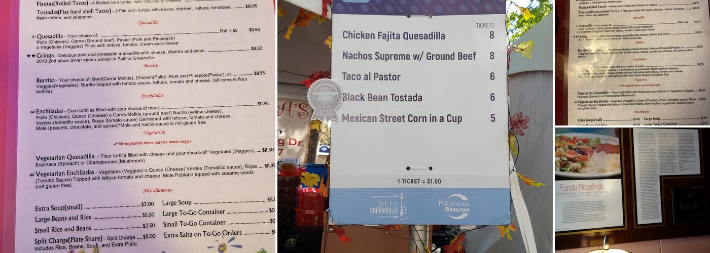 Fonda Rosalinda's Menu