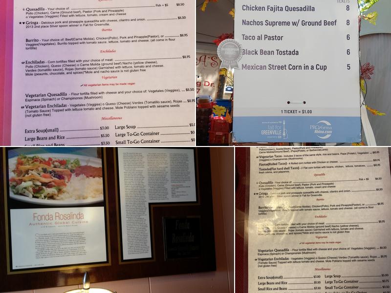 Fonda Rosalinda's Menu