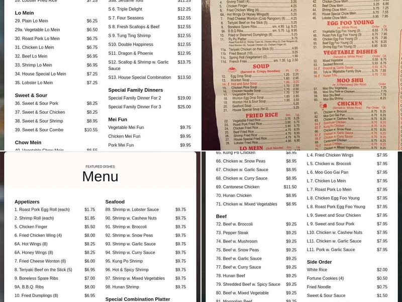 Great Wall Restaurant Menu