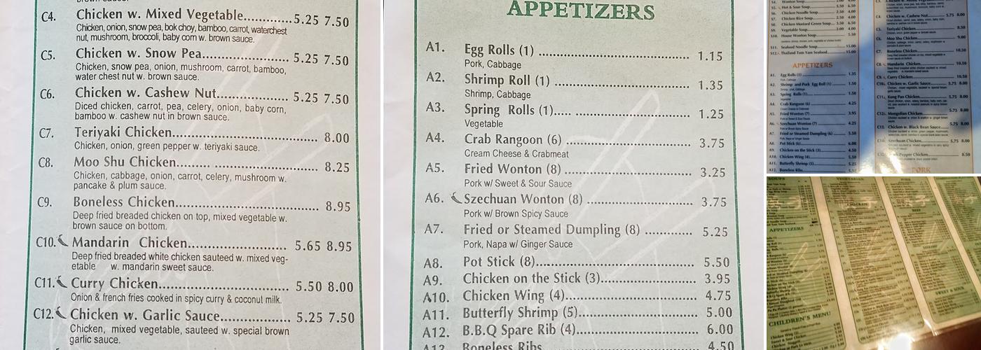 Chopsticks Menu