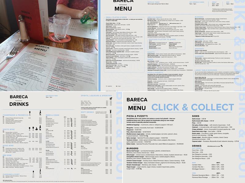 Bareca Menu