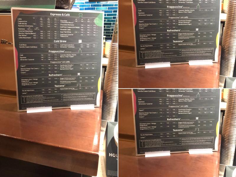 Starbucks - Nogales Mall Menu