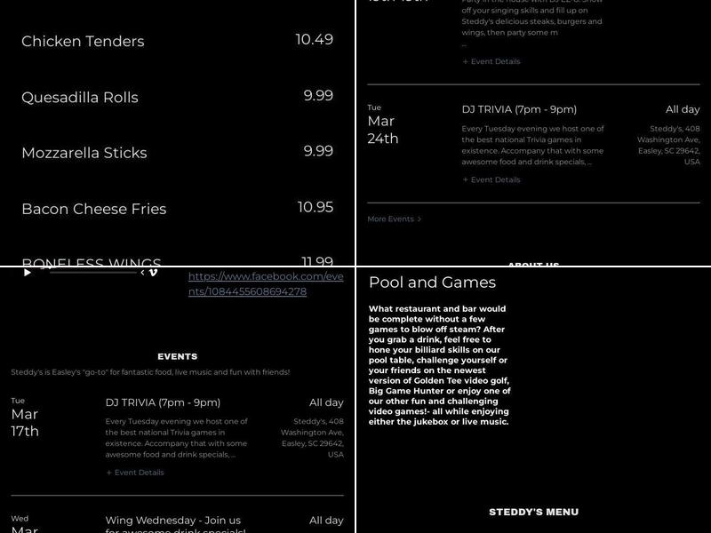 Steddy's Menu