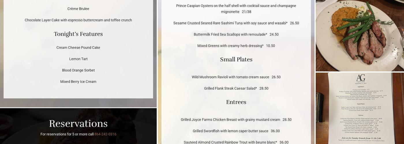 Augusta Grill Menu