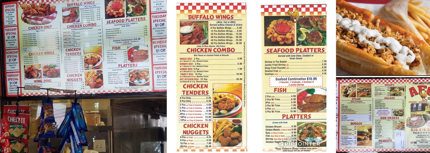 AFC Kitchen Menu
