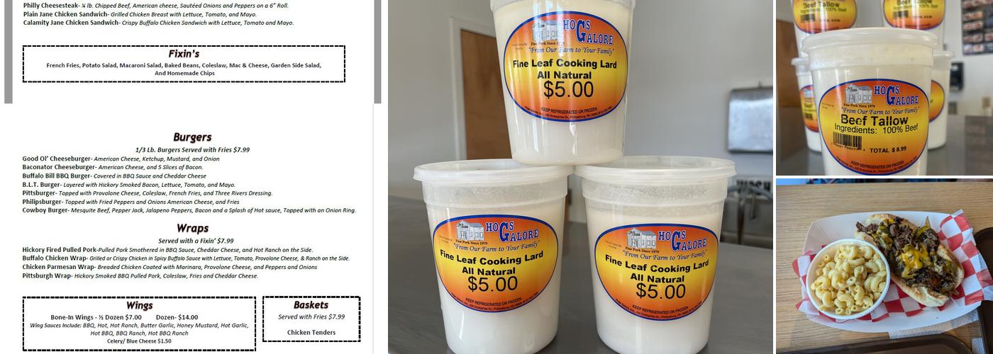 Hogs Galore Menu