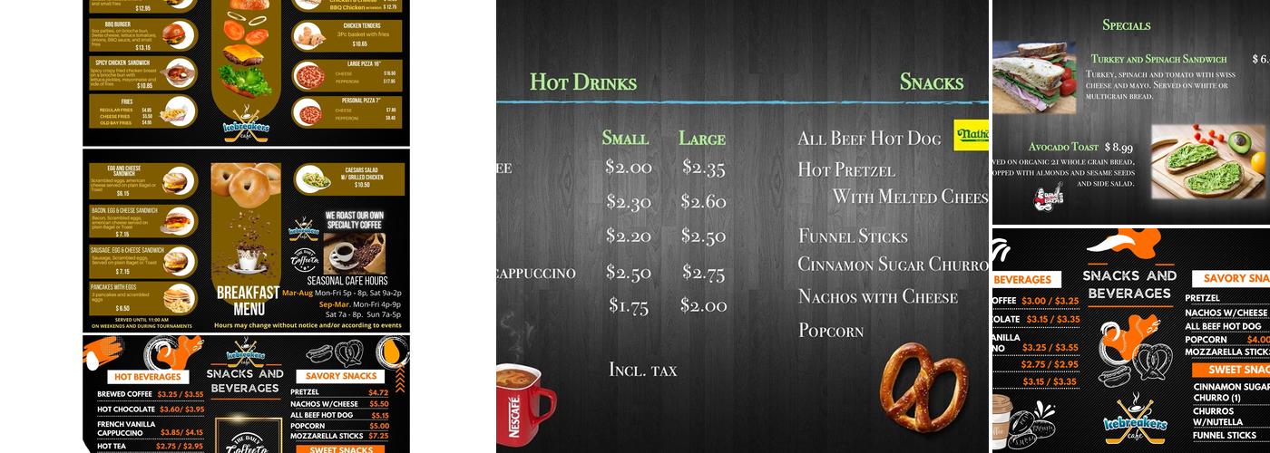 Icebreakers Cafe Menu