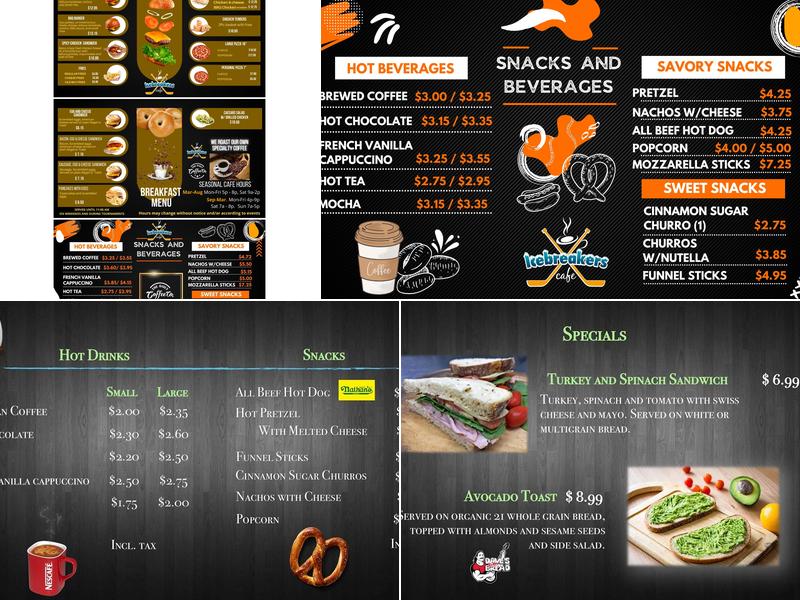 Icebreakers Cafe Menu