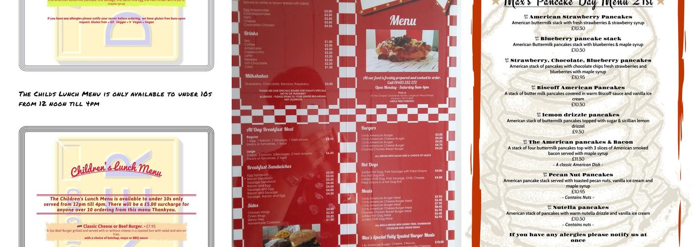 Max's American Diner Menu