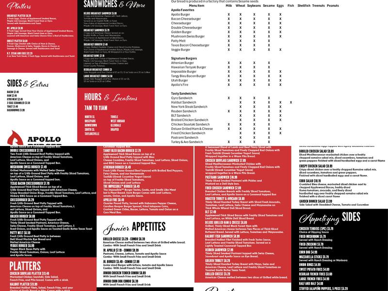 Apollo Burger Menu