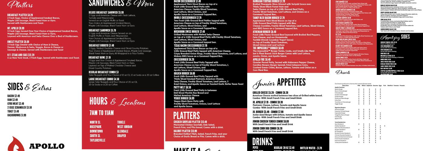 Apollo Burger Menu