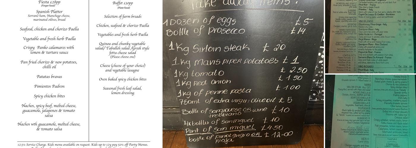 The Tapestry Tapas Bar Menu