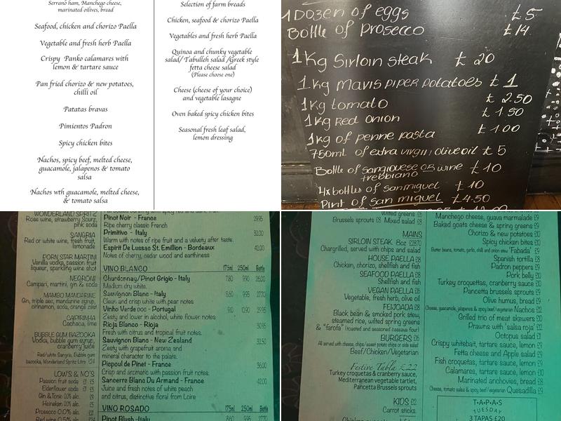 The Tapestry Tapas Bar Menu