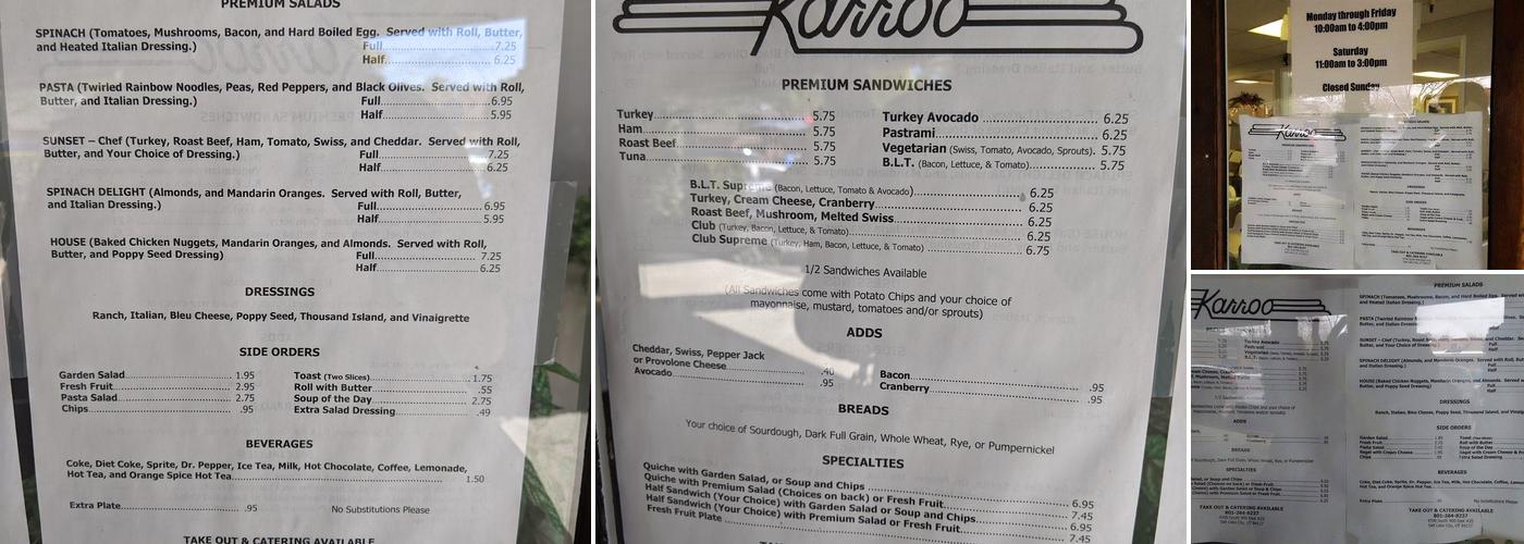 Karroo Menu