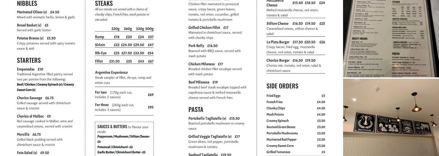 La Plata Steakhouse Menu